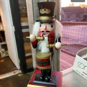 Vintage Wood Animated Musical Drummer Drum Nutcracker